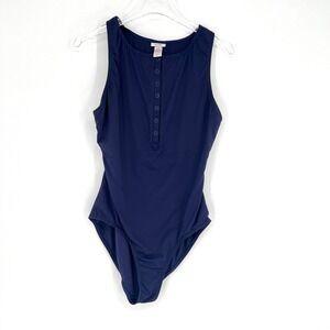 Andie Swimsuit Womens LT Malibu One Piece Blue Classic Bathing Suit Long Torso